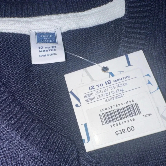 ⭐️New with tags ⭐️Janie and Jack Toddler Argyle Sweater Vest. Size 12-18m - Picture 3 of 4